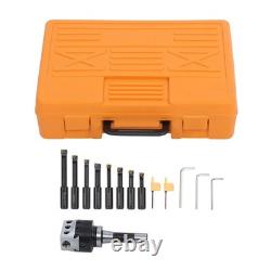End Mills 3 Boring Head R8 Shank + 10Pcs Carbide Tipped 3/4 Boring Bar Set