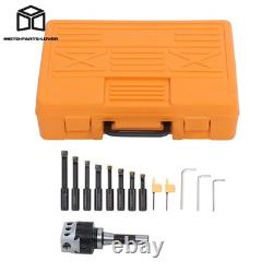 End Mills 3 Boring Head R8 Shank + 10pcs Carbide Tipped 3/4 Boring Bar Set