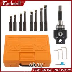 Findmall 3 Boring head R8 Shank + 8pcs Indexable 3/4 Boring Bar Set TCMT