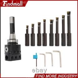 Findmall 3 Boring head R8 Shank + 8pcs Indexable 3/4 Boring Bar Set TCMT
