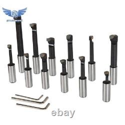 For Milling 3 Boring Head With R8 Shank and 12Pcs 3/4 Carbide Boring Bar Set