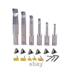 ICarbide R8 Boring Head and 3/4 Shank Indexable Boring Bar 6pcs Set Inserts