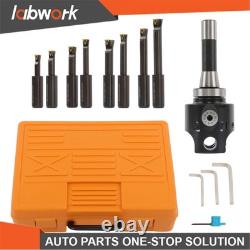 Labwork 3 inch Boring head R8 Shank + 8pcs Indexable 3/4 inch Boring Bar Set