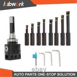 Labwork 3 inch Boring head R8 Shank + 8pcs Indexable 3/4 inch Boring Bar Set