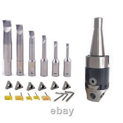 New Nt30 50mm Boring Head Set With 6 Indexable Boring Bar And 6 Carbide Inserts