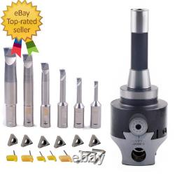 R8 Boring Head 2Inch and 1/2 Shank Boring Bar 6Pcs Set (Inserts Included) 1/2