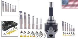 R8 Boring Head 3 Inch & 3/4 Shank Boring Bar Set with Inserts for Metalworking