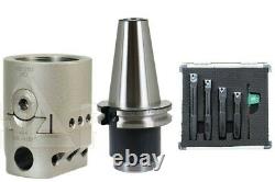 Shars 2 Boring Head with CAT 40 Shank + 4Pcs 1/2 Indexable Boring Bar Set A