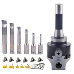 Versatile 2-Inch R8 Boring Head with 6 Inserts and 1/2 Shank Bars 1/2 4